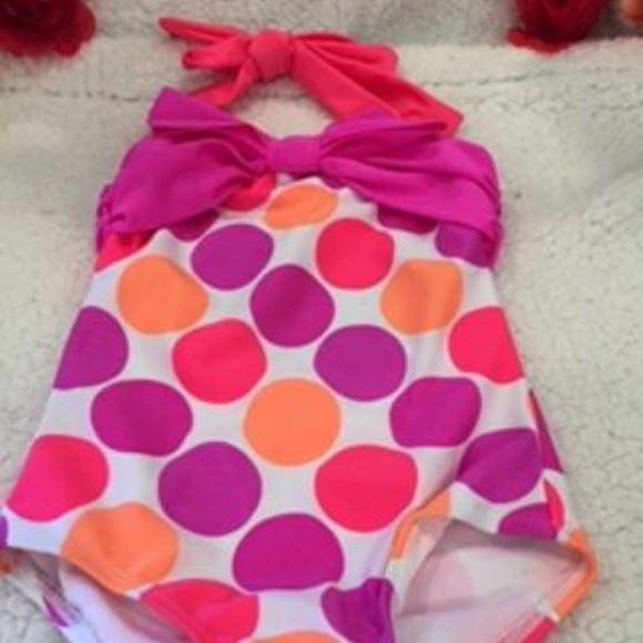 LOVE U LOTS WHITE MULTI-COLOR 1 PIECE SWIMWEAR - Picture 2 of 8